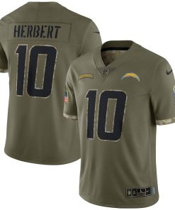 Los Angeles Chargers #10 Justin Herbert Nike 2022 Salute To Service Limited Jersey - Olive