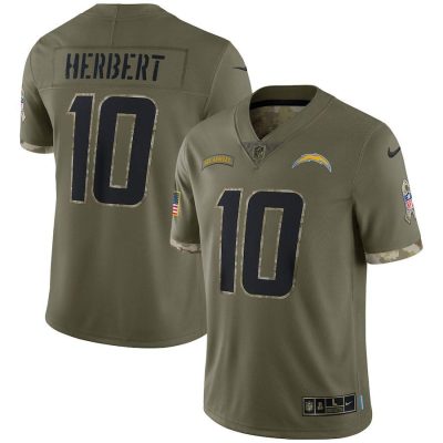 Los Angeles Chargers #10 Justin Herbert Nike 2022 Salute To Service Limited Jersey - Olive