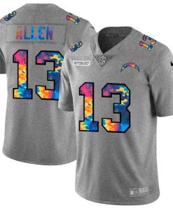 Los Angeles Chargers #13 Keenan Allen Nike Multi-Color 2020 NFL Crucial Catch NFL Jersey Greyheather
