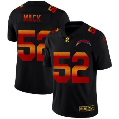 Los Angeles Chargers #52 Khalil Mack Black Nike Red Orange Stripe Vapor Limited NFL Jersey
