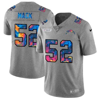 Los Angeles Chargers #52 Khalil Mack Nike Multi-Color 2020 NFL Crucial Catch NFL Jersey Greyheather