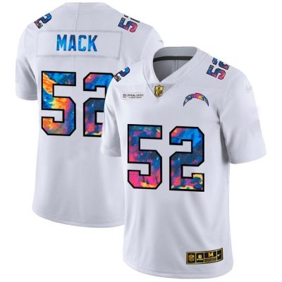 Los Angeles Chargers #52 Khalil Mack White Nike Multi-Color 2020 NFL Crucial Catch Limited NFL Jersey