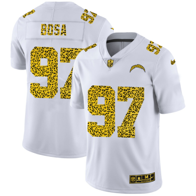 Los Angeles Chargers #97 Joey Bosa Nike Flocked Leopard Print Vapor Limited NFL Jersey White