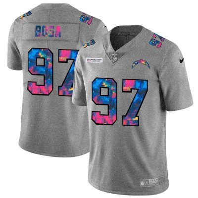 Los Angeles Chargers #97 Joey Bosa Nike Multi-Color 2020 NFL Crucial Catch NFL Jersey Greyheather