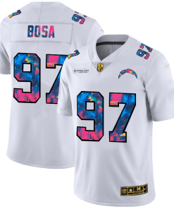 Los Angeles Chargers #97 Joey Bosa White Nike Multi-Color 2020 NFL Crucial Catch Limited NFL Jersey