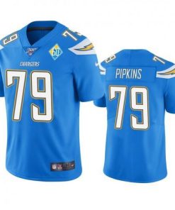 Los Angeles Los Angeles Chargers #79 Trey Pipkins Light Blue 60th Anniversary Vapor Limited NFL Jersey