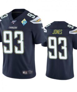 Los Angeles Los Angeles Chargers #93 Justin Jones Navy 60th Anniversary Vapor Limited NFL Jersey