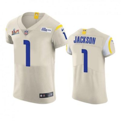 Los Angeles Rams #1 Desean Jackson Super Bowl LVI Patch Nike Vapor Elite Player NFL Jersey - Bone
