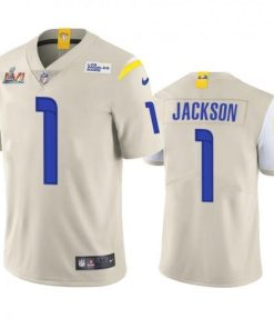 Los Angeles Rams #1 Desean Jackson Super Bowl LVI Patch Nike Vapor Limited NFL Jersey - Bone