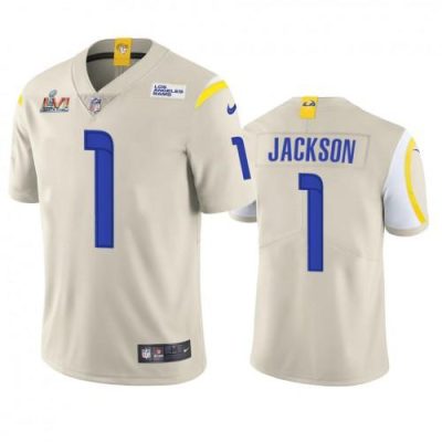 Los Angeles Rams #1 Desean Jackson Super Bowl LVI Patch Nike Vapor Limited NFL Jersey - Bone