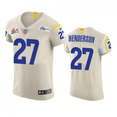 Los Angeles Rams #27 Darrell Henderson Super Bowl LVI Patch Nike Vapor Elite Player NFL Jersey - Bone