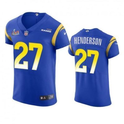 Los Angeles Rams #27 Darrell Henderson Super Bowl LVI Patch Nike Vapor Elite Player NFL Jersey - Royal