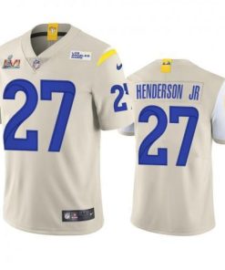 Los Angeles Rams #27 Darrell Henderson Super Bowl LVI Patch Nike Vapor Limited NFL Jersey - Bone