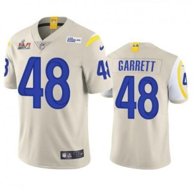 Los Angeles Rams #48 Chris Garrett Super Bowl LVI Patch Nike Vapor Limited NFL Jersey - Bone