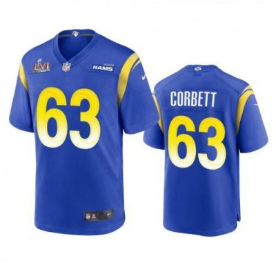 Los Angeles Rams #63 Austin Corbett Super Bowl LVI Patch Nike Game NFL Jersey - Royal