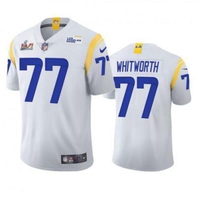 Los Angeles Rams #77 Andrew Whitworth Super Bowl LVI Patch Nike Vapor Limited NFL Jersey - White