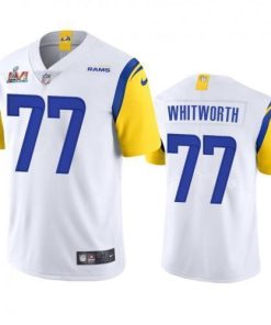 Los Angeles Rams #77 Andrew Whitworth Super Bowl LVI Patch Nike Alternate Vapor Limited NFL Jersey - White