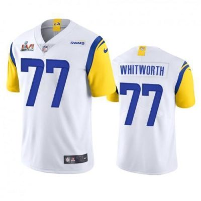 Los Angeles Rams #77 Andrew Whitworth Super Bowl LVI Patch Nike Alternate Vapor Limited NFL Jersey - White