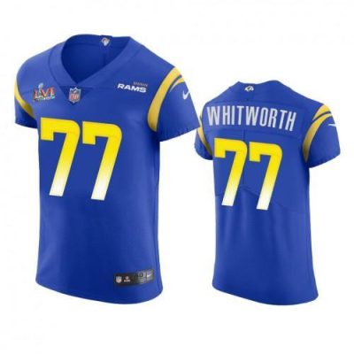 Los Angeles Rams #77 Andrew Whitworth Super Bowl LVI Patch Nike Vapor Elite Player NFL Jersey - Royal