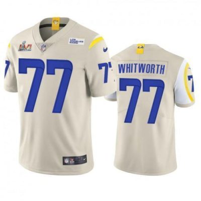 Los Angeles Rams #77 Andrew Whitworth Super Bowl LVI Patch Nike Vapor Limited NFL Jersey - Bone