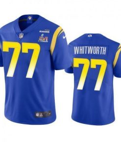 Los Angeles Rams #77 Andrew Whitworth Super Bowl LVI Patch Nike Vapor Limited NFL Jersey - Royal