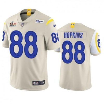 Los Angeles Rams #88 Brycen Hopkins Super Bowl LVI Patch Nike Vapor Limited NFL Jersey - Bone