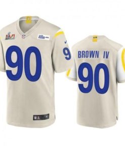 Los Angeles Rams #90 Earnest Brown IV Super Bowl LVI Patch Nike Game NFL Jersey - Bone