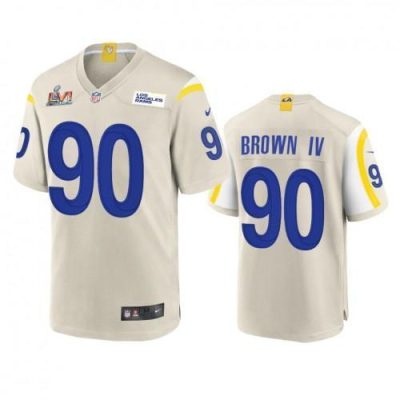 Los Angeles Rams #90 Earnest Brown IV Super Bowl LVI Patch Nike Game NFL Jersey - Bone