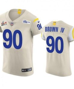 Los Angeles Rams #90 Earnest Brown IV Super Bowl LVI Patch Nike Vapor Elite Player NFL Jersey - Bone