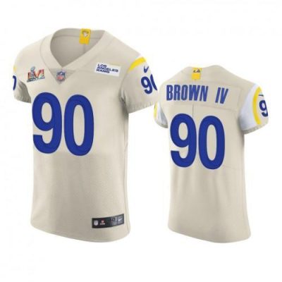 Los Angeles Rams #90 Earnest Brown IV Super Bowl LVI Patch Nike Vapor Elite Player NFL Jersey - Bone