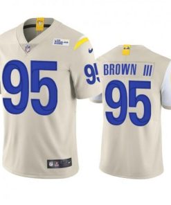 Los Angeles Rams #95 Bobby Brown III Nike Vapor Limited NFL Jersey - Bone
