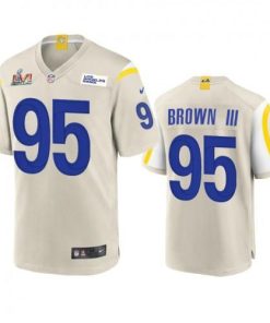 Los Angeles Rams #95 Bobby Brown III Super Bowl LVI Patch Nike Game NFL Jersey - Bone