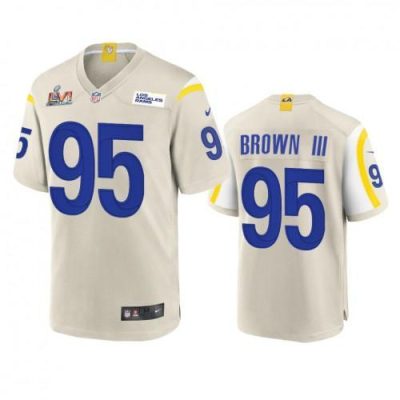 Los Angeles Rams #95 Bobby Brown III Super Bowl LVI Patch Nike Game NFL Jersey - Bone