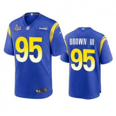Los Angeles Rams #95 Bobby Brown III Super Bowl LVI Patch Nike Game NFL Jersey - Royal