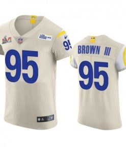 Los Angeles Rams #95 Bobby Brown III Super Bowl LVI Patch Nike Vapor Elite Player NFL Jersey - Bone