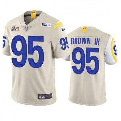 Los Angeles Rams #95 Bobby Brown III Super Bowl LVI Patch Nike Vapor Limited NFL Jersey - Bone