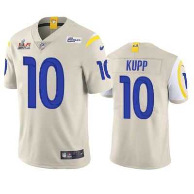 Los Angeles Rams #10 Cooper Kupp Super Bowl LVI Patch Nike Vapor Limited NFL Jersey - Bone