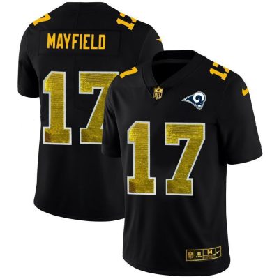 Los Angeles Rams #17 Baker Mayfield Black Nike Golden Sequin Vapor Limited NFL Jersey