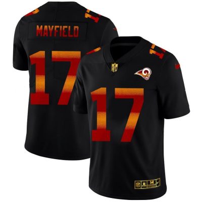 Los Angeles Rams #17 Baker Mayfield Black Nike Red Orange Stripe Vapor Limited NFL Jersey