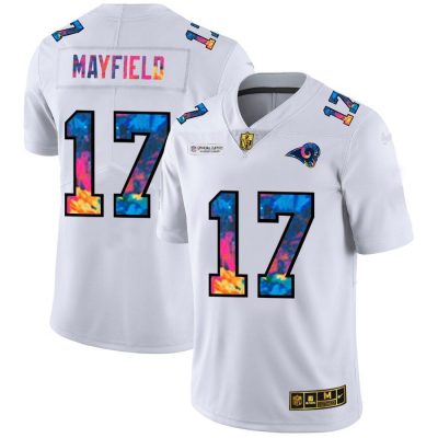 Los Angeles Rams #17 Baker Mayfield White Nike Multi-Color 2020 NFL Crucial Catch Limited NFL Jersey