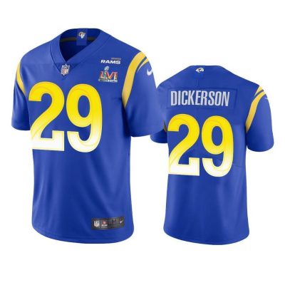Los Angeles Rams #29 Eric Dickerson Super Bowl LVI Patch Nike Vapor Limited NFL Jersey - Royal
