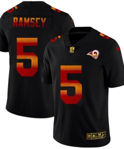 Los Angeles Rams #5 Jalen Ramsey Black Nike Red Orange Stripe Vapor Limited NFL Jersey