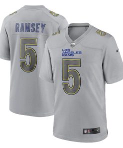 Los Angeles Rams #5 Jalen Ramsey Gray Atmosphere Fashion Game Jersey