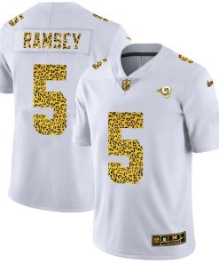 Los Angeles Rams #5 Jalen Ramsey Nike Flocked Leopard Print Vapor Limited NFL Jersey White