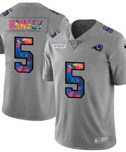 Los Angeles Rams #5 Jalen Ramsey Nike Multi-Color 2020 NFL Crucial Catch NFL Jersey Greyheather