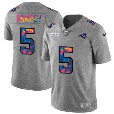 Los Angeles Rams #5 Jalen Ramsey Nike Multi-Color 2020 NFL Crucial Catch NFL Jersey Greyheather