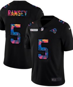 Los Angeles Rams #5 Jalen Ramsey Nike Multi-Color Black 2020 NFL Crucial Catch Vapor Untouchable Limited Jersey