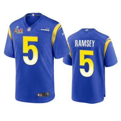 Los Angeles Rams #5 Jalen Ramsey Nike Super Bowl LVI Patch Game NFL Jersey - Royal