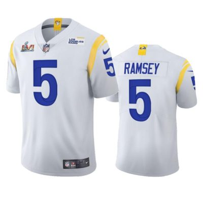 Los Angeles Rams #5 Jalen Ramsey Super Bowl LVI Patch Nike Vapor Limited NFL Jersey - White
