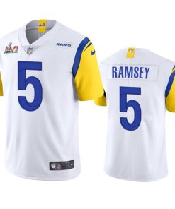 Los Angeles Rams #5 Jalen Ramsey Super Bowl LVI Patch Nike Alternate Vapor Limited NFL Jersey - White